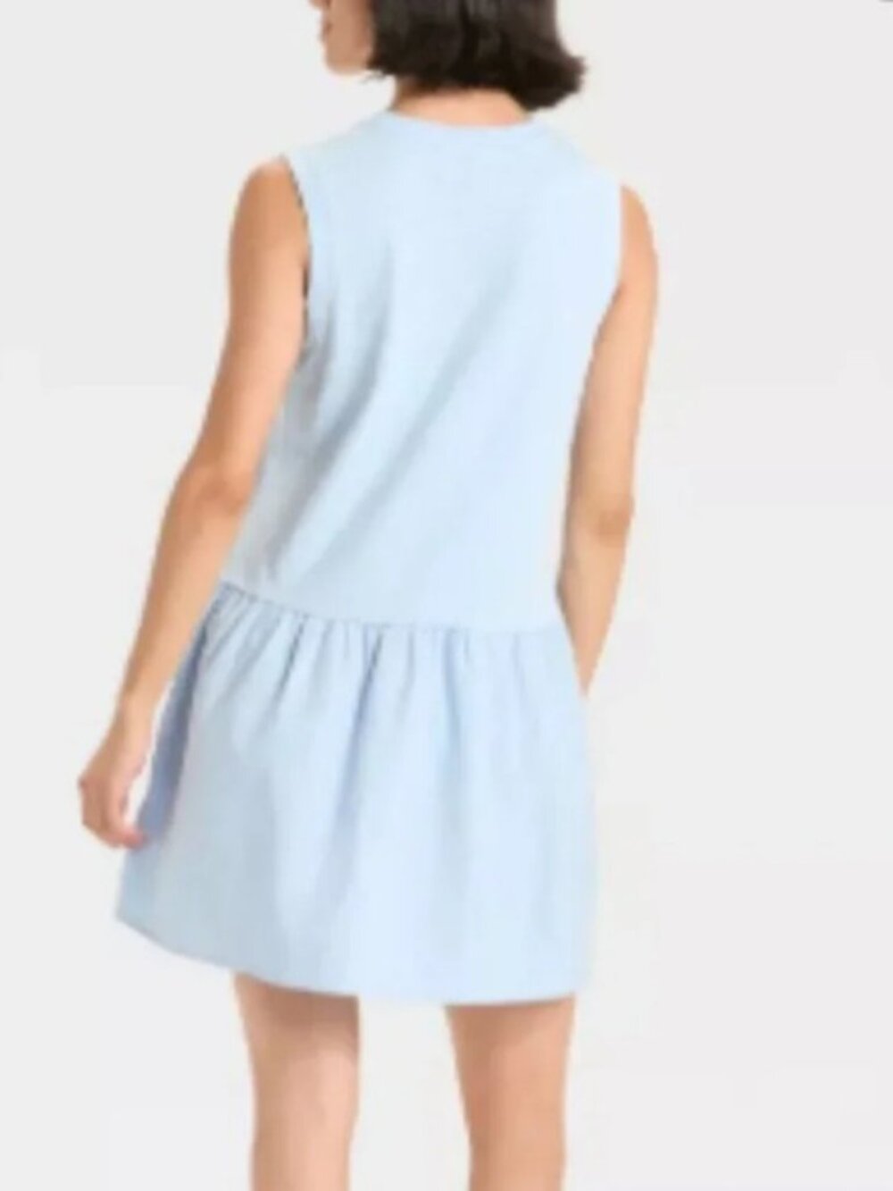 Universal Thread Light Blue Cotton Sleeveless Flounce Mini NWT 2X - Picture 2 of 2